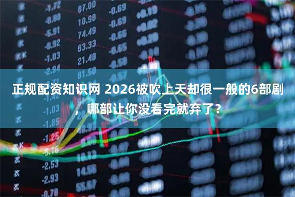 正规配资知识网 2026被吹上天却很一般的6部剧，哪部让你没看完就弃了？
